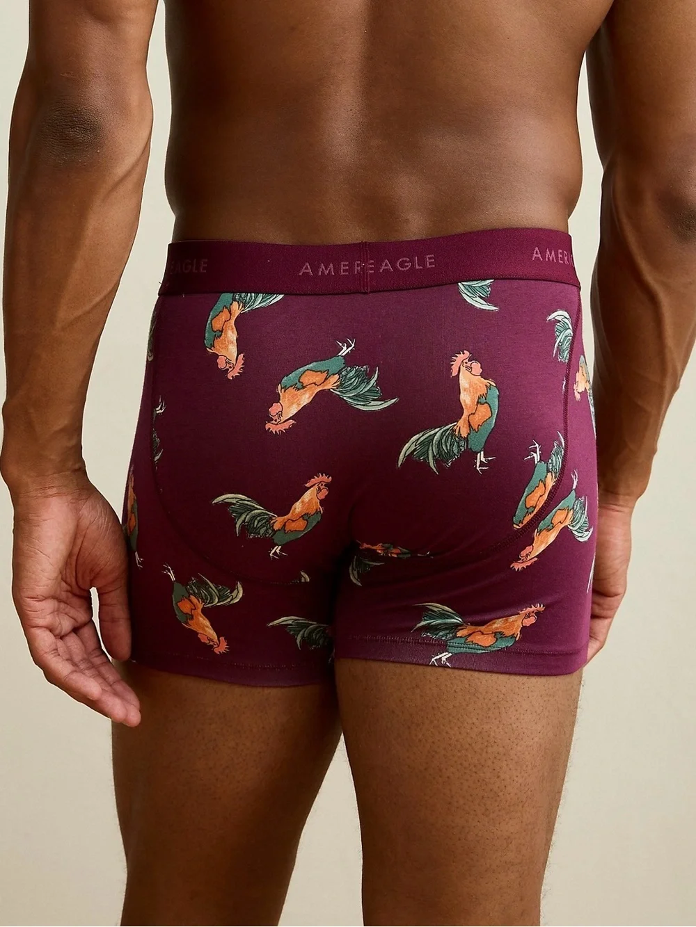 American Eagle Outfitters Men’s Maroon Rooster Print Boxer Briefs NWT L